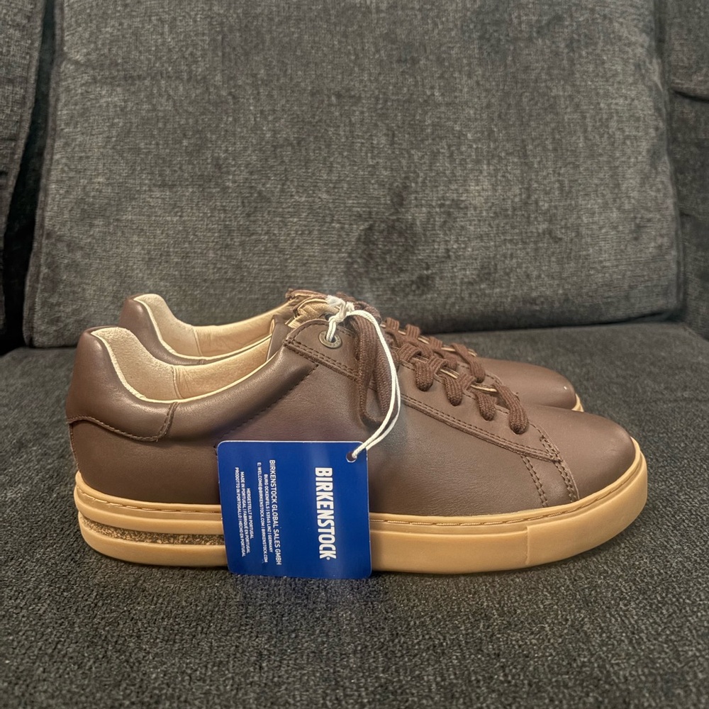 Birkenstock bend low leather sneakers brown roast comport shoes women’s sizes